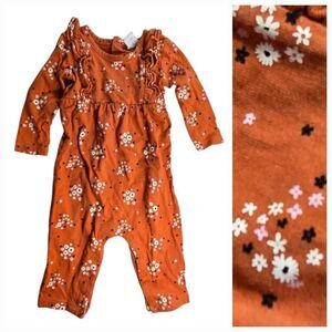 Dillard's Baby Girl 6M Rust Ruffle Jumpsuit One-Piece Outfit Pants Romper Jumper